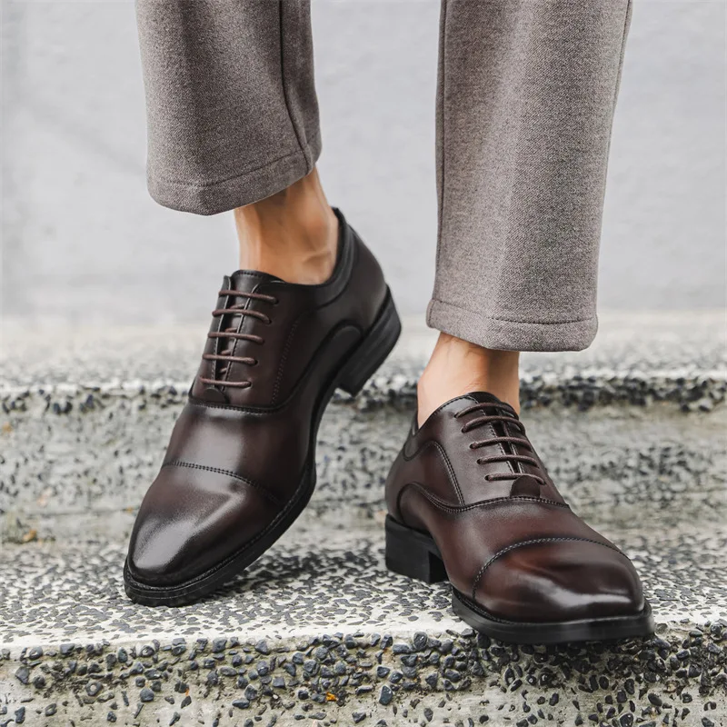 

Italian Mens Derby Formal Shoes Luxury Handmade Quality Comfortable 2026 Autumn British Style Wedding Social Party Shoes Man