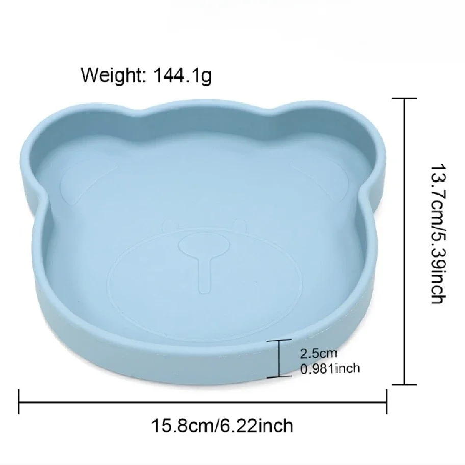 1pc Silicone Cute Bear Baby Plate,Fits Baby High Chair, For Daily Complementary Food & Outdoor Meals, Ideal For New Parents