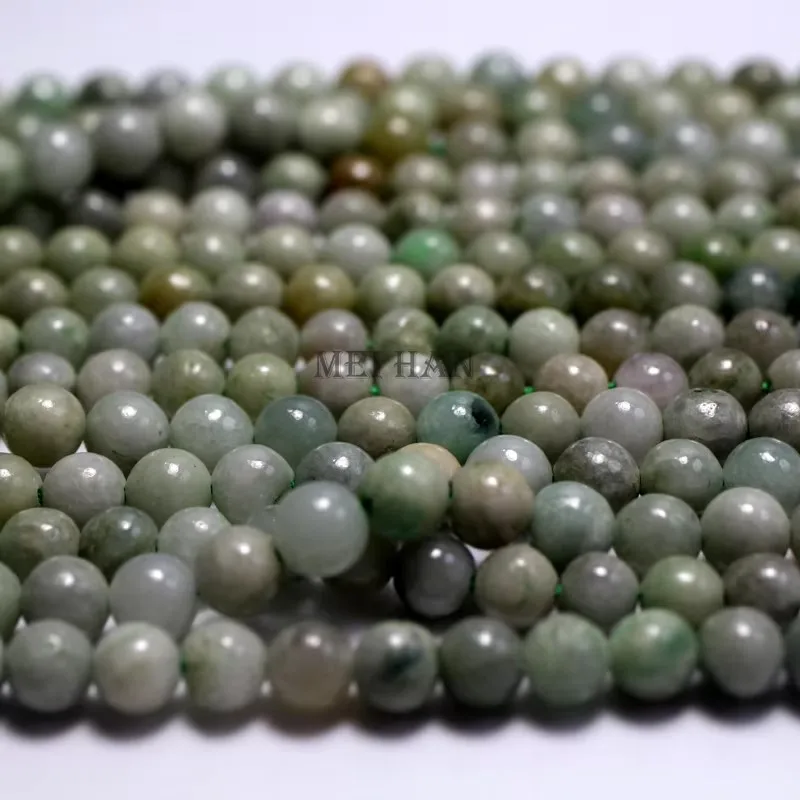 Meihan الطبيعية بورما اليشم الخرز الحجري المستديرة السلس لصنع المجوهرات سوار تصميم DIY