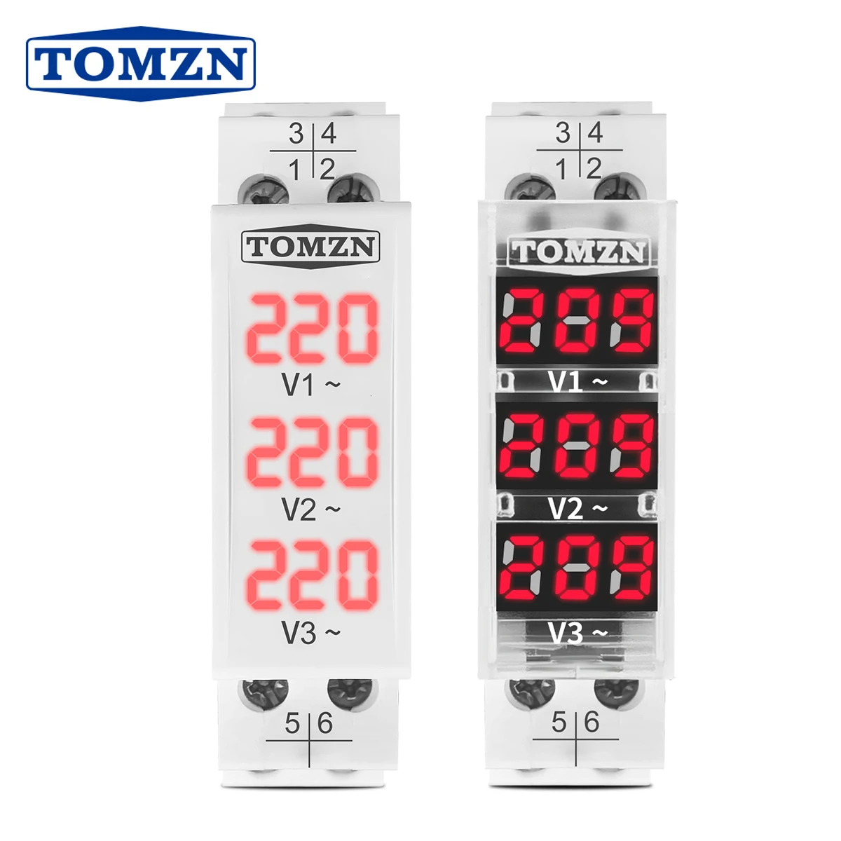 Woltomierz na szynę DIN 18mm AC 40-500V 220V 380V Jednofazowy Trójfazowy Modułowy Wskaźnik Napięcia LED Cyfrowy Wyświetlacz Detektor