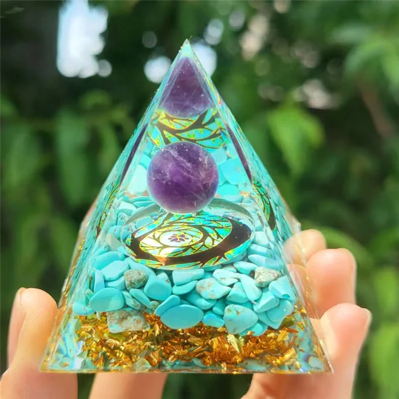 AS98-C Pyramid Ornaments Crystalenergy Generator Orgone Pyramid For E-Energy Protection Healing Meditation Crystal Chakra Durabl