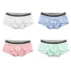 Men's Fashion Trunk Skin Friendly Cotton Breathable Comfy Hip Lift Sports Panties Low-Rise Bulge Pouch Sweat Absorp Boxer Shorts