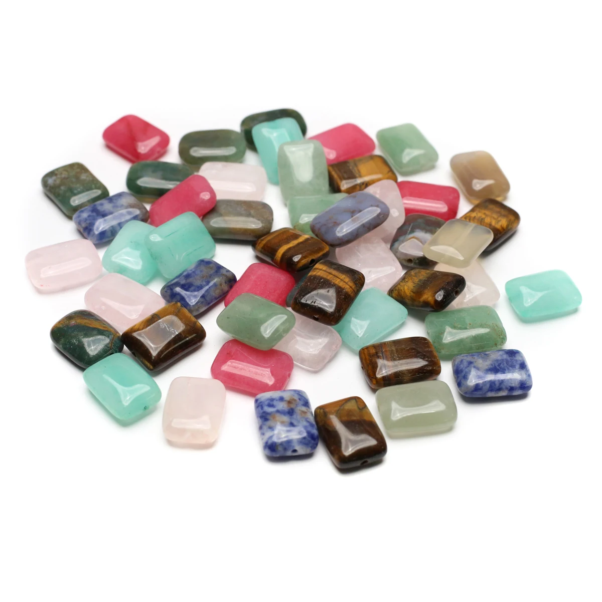 50PCS Wholesale Exquisite Natural Stone Sodalite Rose Quartz Tiger Eye Rectangle Beaded Jewelry Making DIY Necklace Bracelet