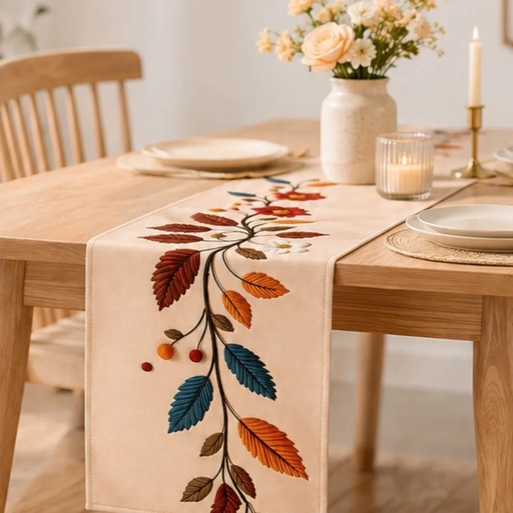 Vintage Flower Printed Table Flag Peony Floral Non-slip Dinning Table Runner Rectangular Stain-resistant Wedding Tablecloth