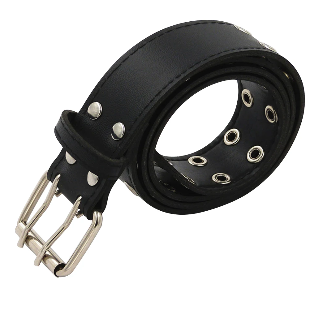 

Double Row Holes Belt Artificial Men Punk Metal Buckle Corrosion Resistance Fashion Leisure Waistb All Matching Belts