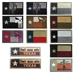 US American State Flag Texas Badge Texas Embroidered Magic Patch for Jacket Jeans Backpack Hat Hook and Loop Military Patches