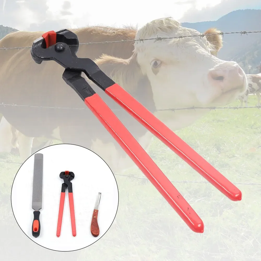 3-in-1-Werkzeugsatz zum Trimmen von Pferden, Hufeisenfeile, Raspel, Schneidmesser