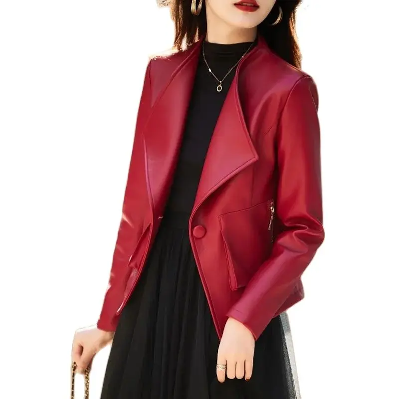 

Fashion Design Spring Autumn Suit Jacket Female Loose Casual Women's Blazer Short Red Black 1 Button Suit Coat Tops 2023 New