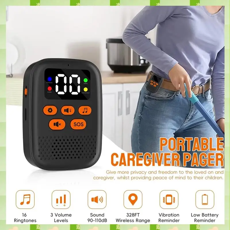 2025 ไร้สายผู้ดูแลปุ่มโทร SOS จอภาพฉุกเฉินด้วยการสั่นสะเทือน, Personal Caregiver Pager สําหรับการดูแลผู้สูงอายุ,รถไร้สาย