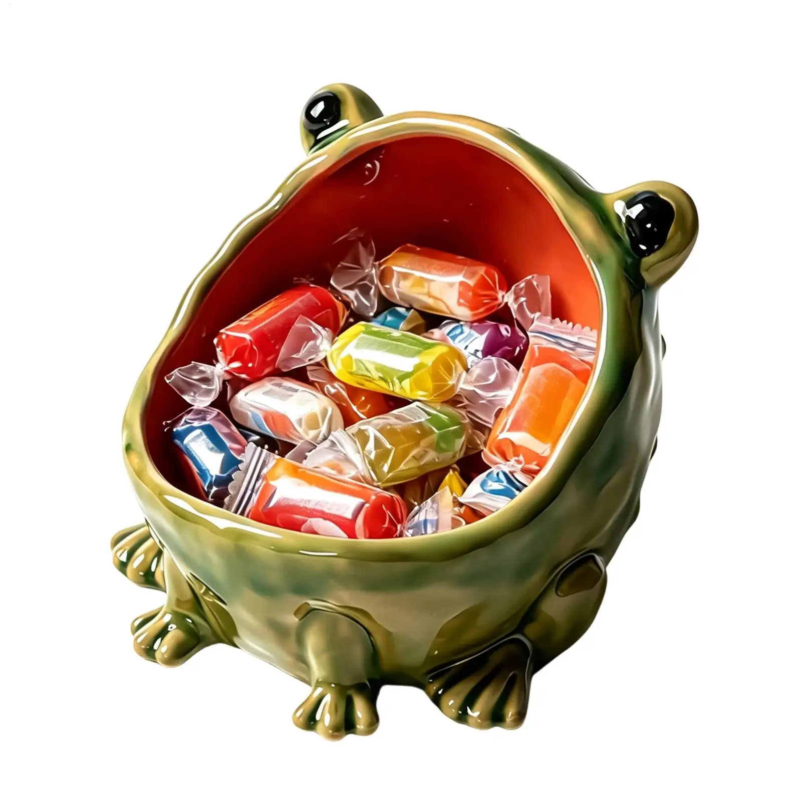 Funny Candy Dish Cute Frog Shape Large-mouthed Ceramic Organizer Halloween Serving Dishes For Fall Autumn Kitchen Table Desk