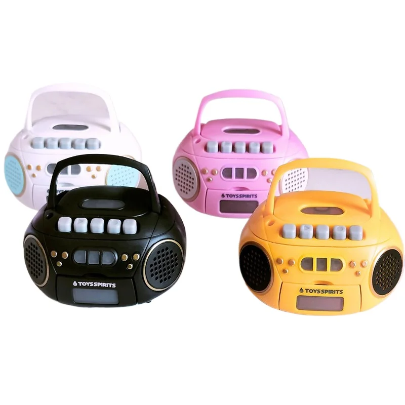 

Genuine Japan Mini Retro Recording CD Player Capsule Toy White Yellow Edition Tape Recorder Miniature Model Desktop Ornament