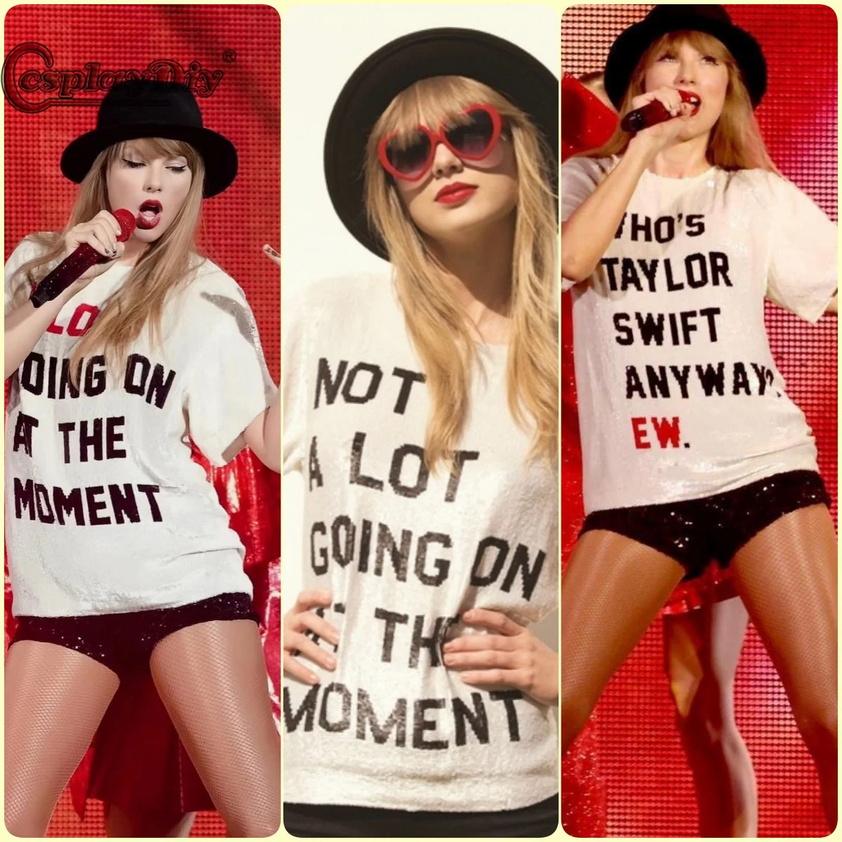 

Taylor Singer Stage Cosplay Swift Costume not a lot Concern Women's T-shirt Halloween Cosplay Show Stage Shirt Daily T-shirt