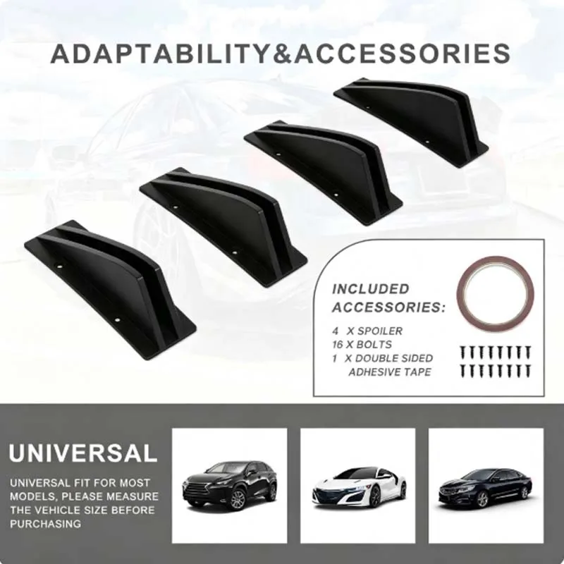 For Maserati Rear Bumper Shark Fin Diffuser Carbon Fiber Lip Spoiler Airflow Anti-Collision Protector