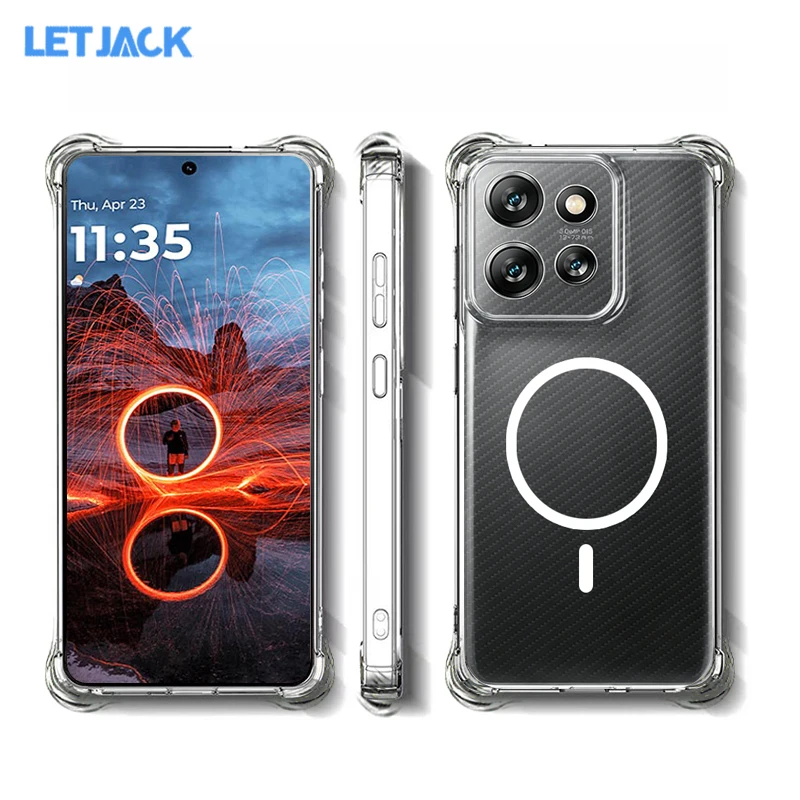 Магнитный прозрачный чехол Funda для Motorola ThinkPhone 25 Edeg 50 60 70 Pro Neo Ultra, прозрачная крышка Magsafe Edeg 70 Fusion+