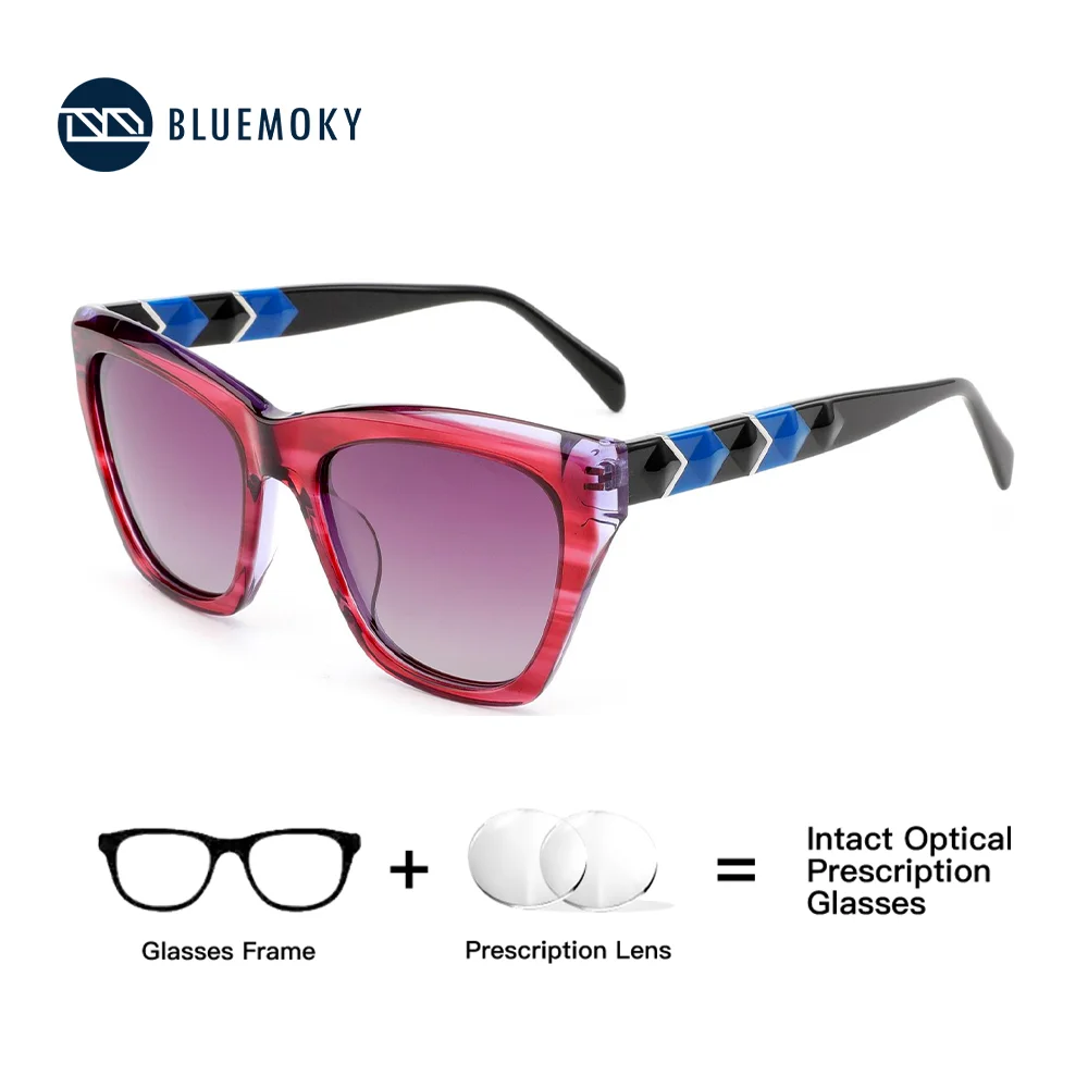 

BLUEMOKY Fashion Women's Polarized Prescription Sunglasses Butterfly Uv400 Protective Multi Focus Correction Sunglasses