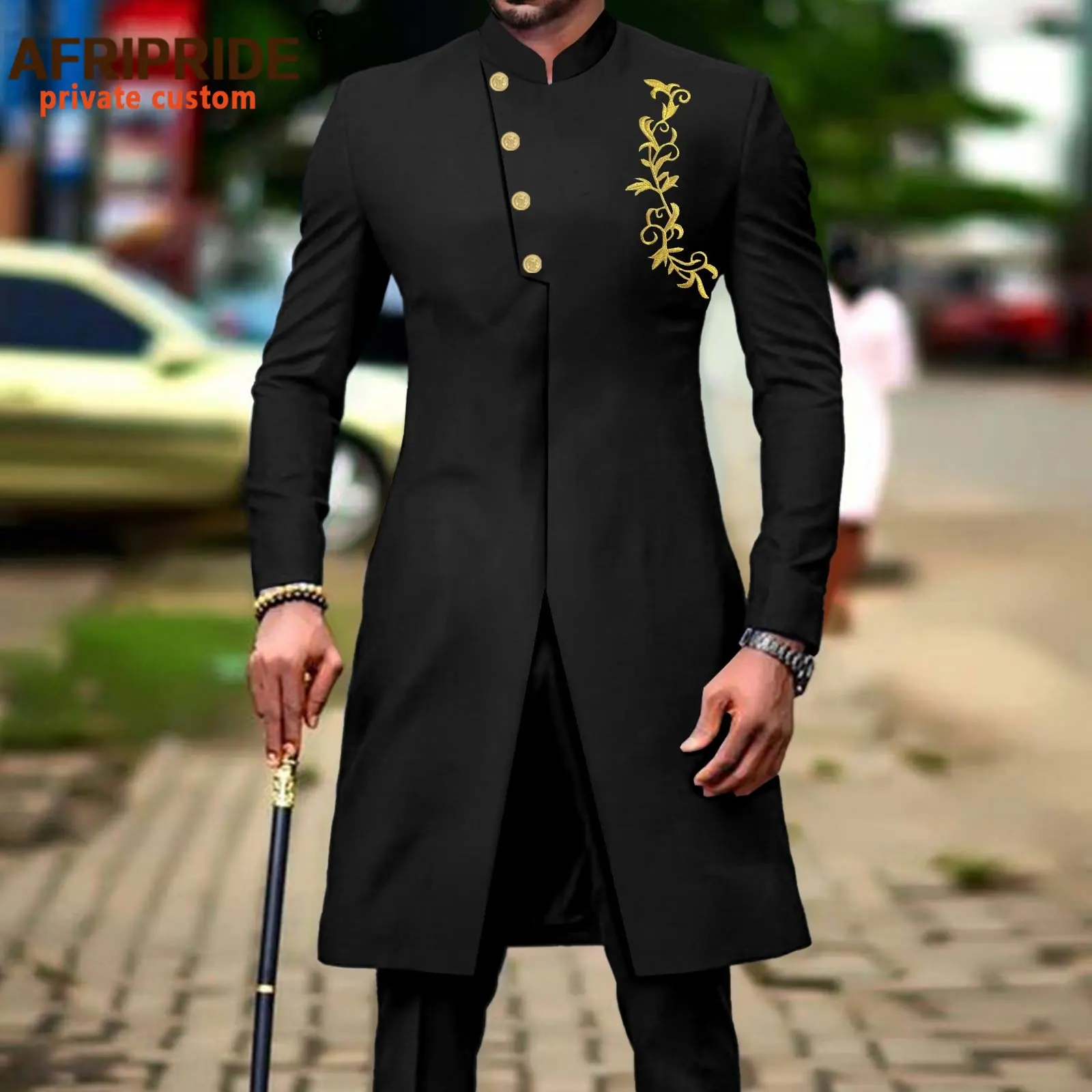 African Suits for Men Single Breasted Embroidery Full Sleeve Silim Fit Blazer and Pants 2 Piece Set Dashiki Outfits A2316056