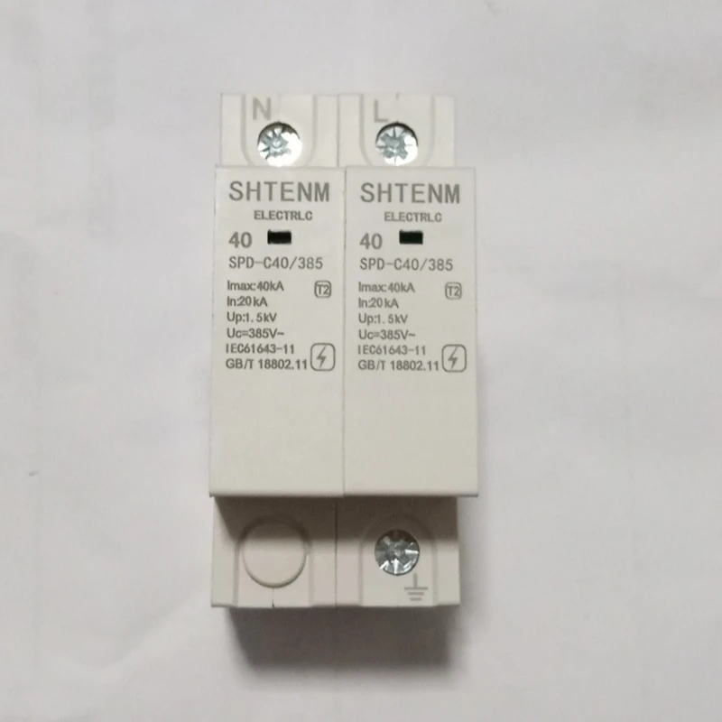 

SPD 20KA 40KA 60KA 2P 20ka Surge Arrester Protection Device Electric House Surge Protector 385V AC