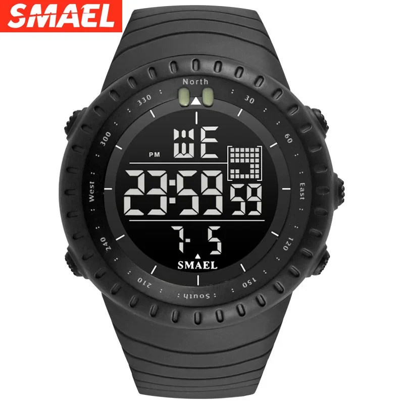 SMAEL Multi functional Outdoor Watch Men's Waterproof Sports Electronic Watch Night Light Alarm Watch  1237
