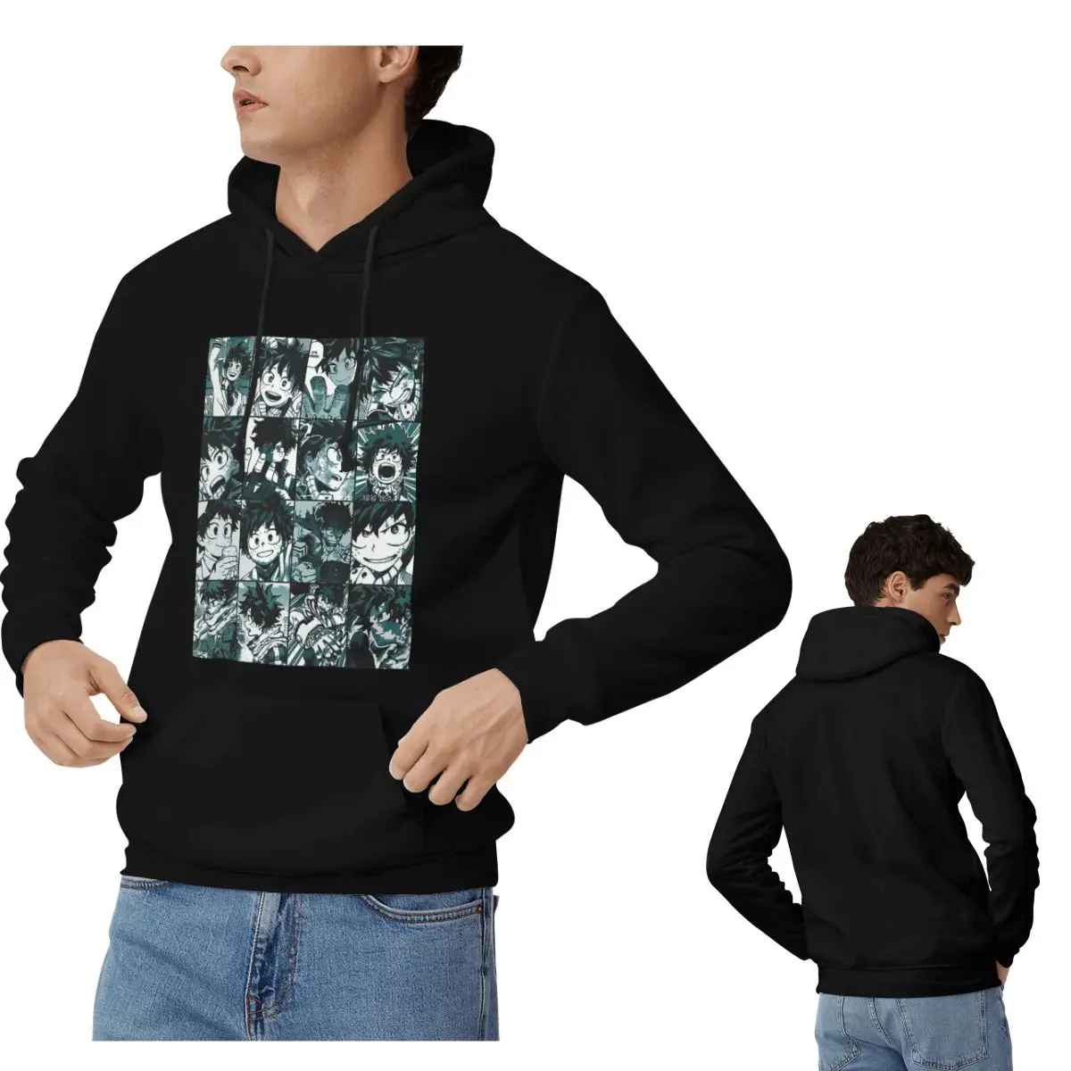 

Толстовки с капюшоном Deku Hero Collage My Hero Academia, мужские и женские повседневные пуловеры, толстовки в стиле хип-хоп с длинными рукавами и капюшоном, осень-зима