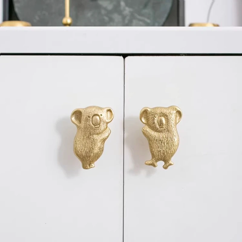 Lovely Animals Shape Furniture Handles for Children's BedRoom Closet Wardrobe Pulls Solid Brass Cabinet Drawer Door Knobs