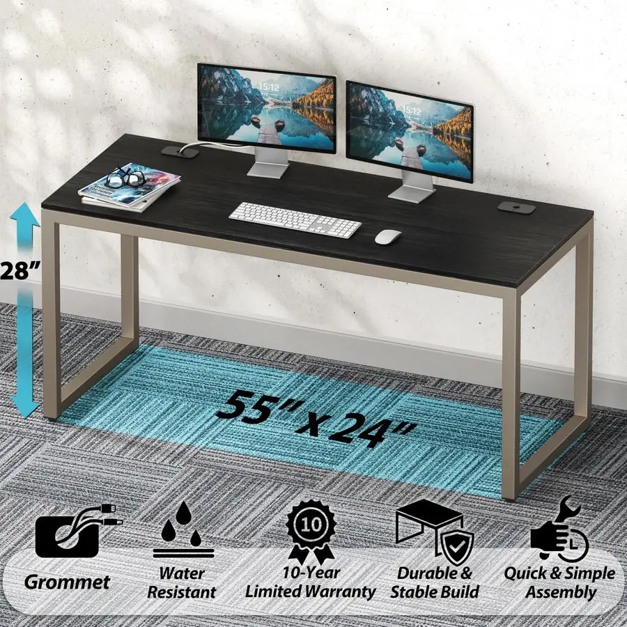 55Inch CommercialGrade Office Computer Desk, Espresso