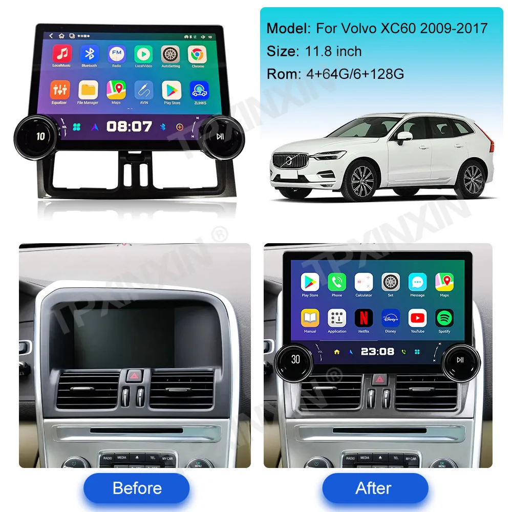 Per Volvo XC60 2009 - 2016 Autoradio Android ricevitore Stereo 2Din Autoradio lettore multimediale GPS Navi Head Unit Screen