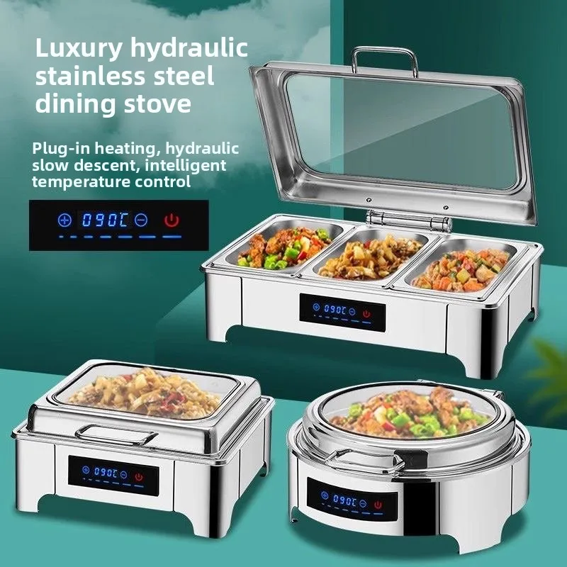 Stainless Steel Hydraulic Buffet Furnace Flip Insulation Furnace Visual Electric Heating Hotel Breakfast Insulation Furnace