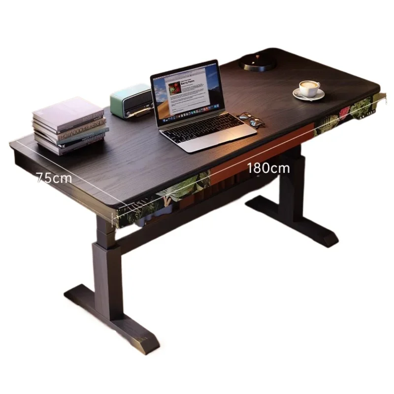 

Electric lifting table, French retro home solid wood medium and ancient style computer learning