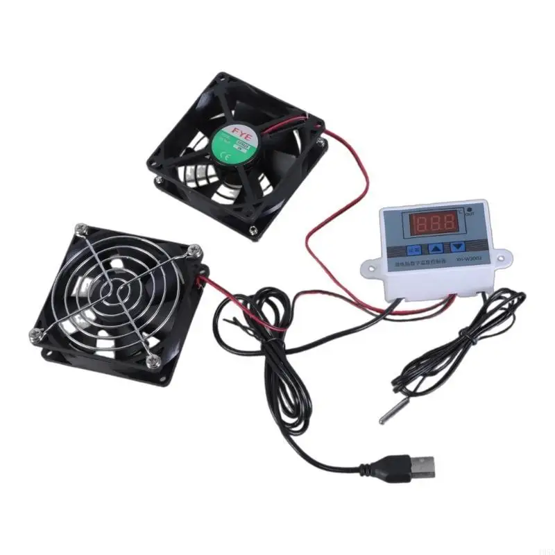 80mm USB Powered Quiet Cabinets Cooling Fan with Adjustable Thermostat Control for AVCabinets Pet Kennels Router Coolers
