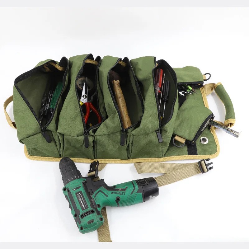 Tool Roll Organizer Multi Pocket Hanging Tool Roll Portable Tool Organizer Carrier Bag for Mechanic/Electrician/Motorcycle/Truck