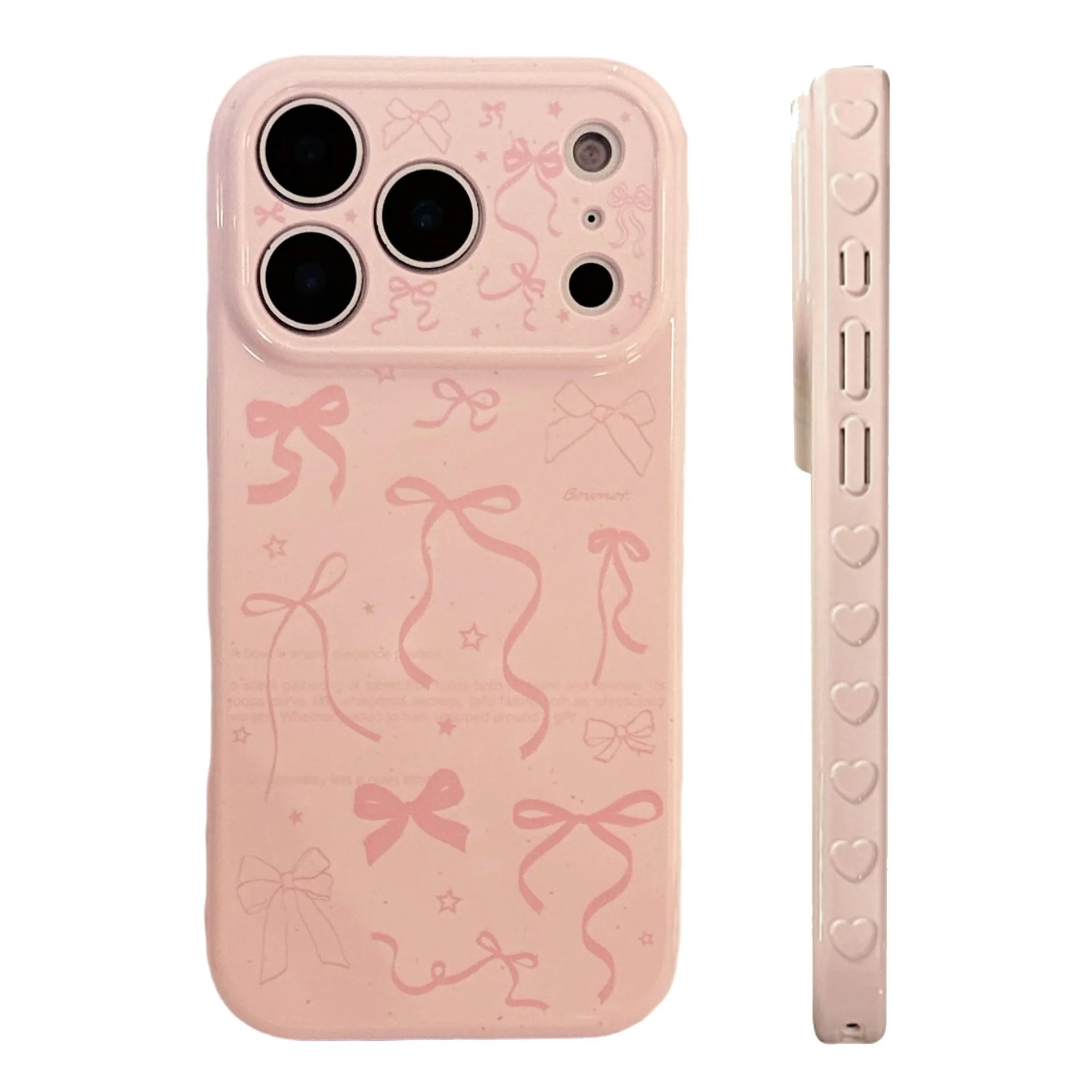Hochwertige, süße, pinkfarbene Handyhülle mit Doodle-Schleife für iPhone 18 11 12 13 14 15 16 17 Pro Max Plus, stoßfeste Schutzhülle – Detail 12