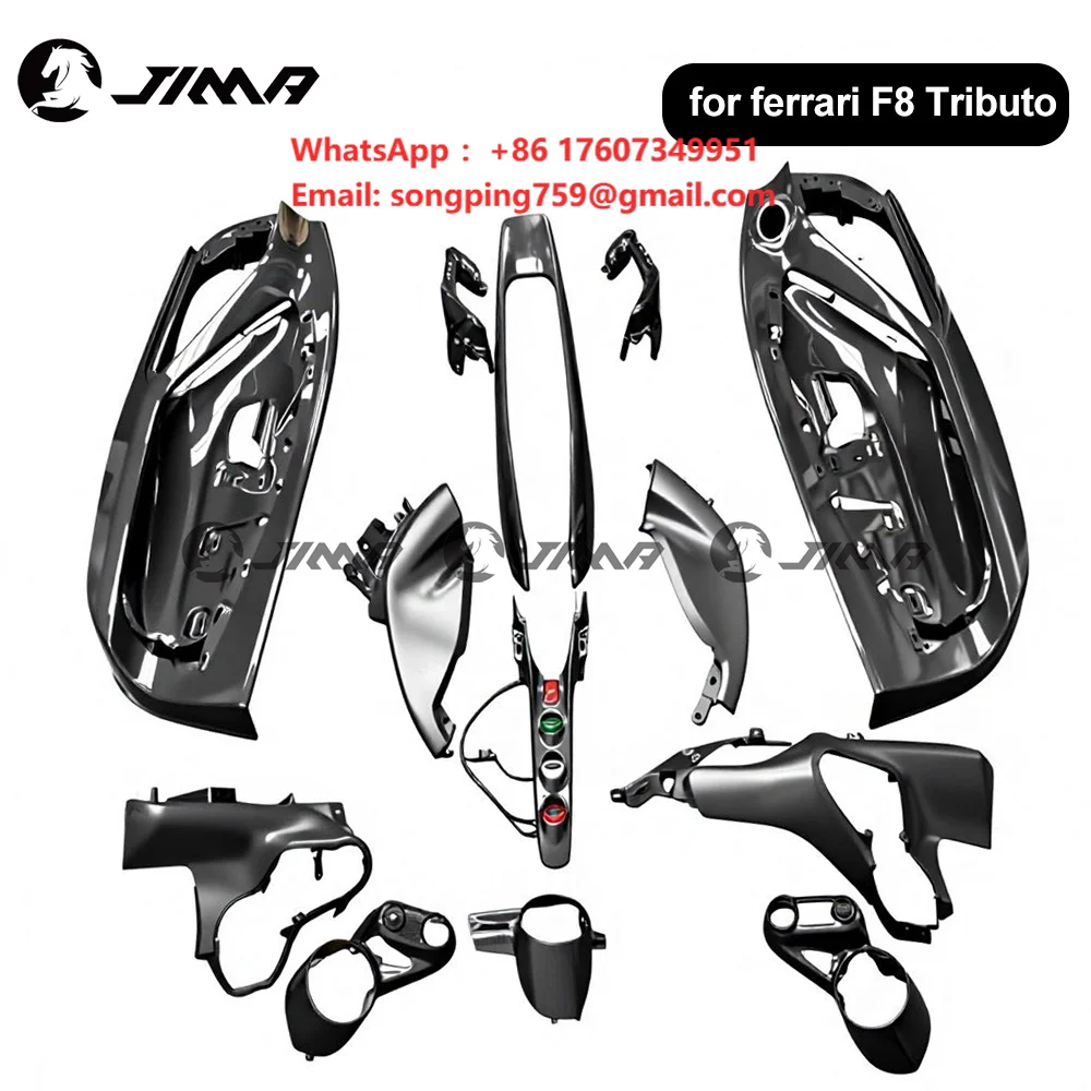 Full Set Real Carbon Fiber Interior Trim Kit for Ferrari F8 Tributo Modification Upgrade Replacement