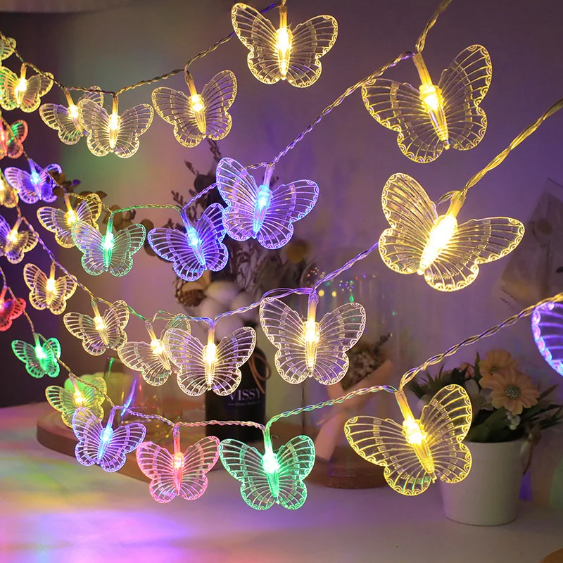 6M 40LEDS Bunte Schmetterling Lichterketten Für Urlaub Lichterkette Hof Garten Hochzeit Party Dekoration Zimmer Licht Dekor – Detail 2