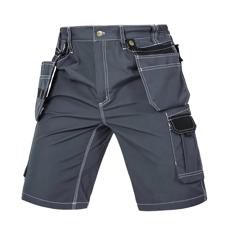 Men's Short Cargo Pants Cool Summer Solid Color Multi Pockets Workwear Front Zipper Shorts Size 5XL Male Short Trousers