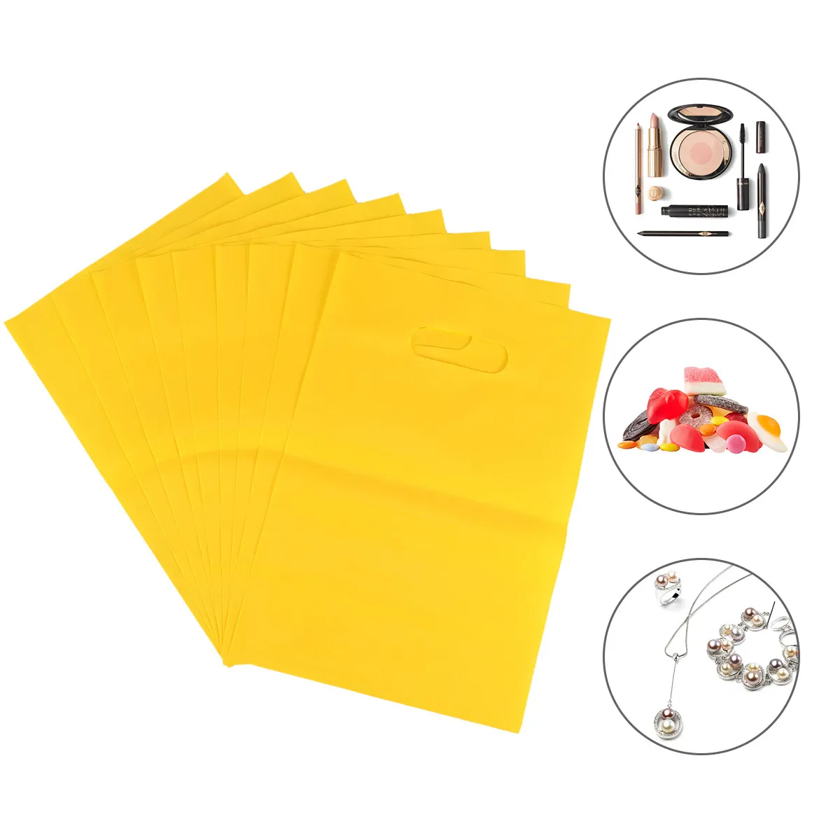 100 bolsas de plástico de alta calidad, planas, ligeras y portátiles, ideales para guardar alimentos, como bolsas de regalo para fiestas, para el hogar, la cocina y como elemento decorativo original.