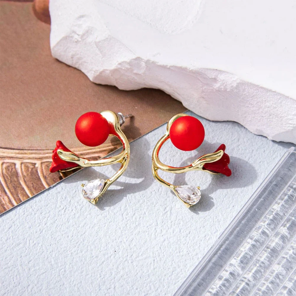 Versatile Tulips Flower Earring Temperament Charming Ear Dangler For New Year Party