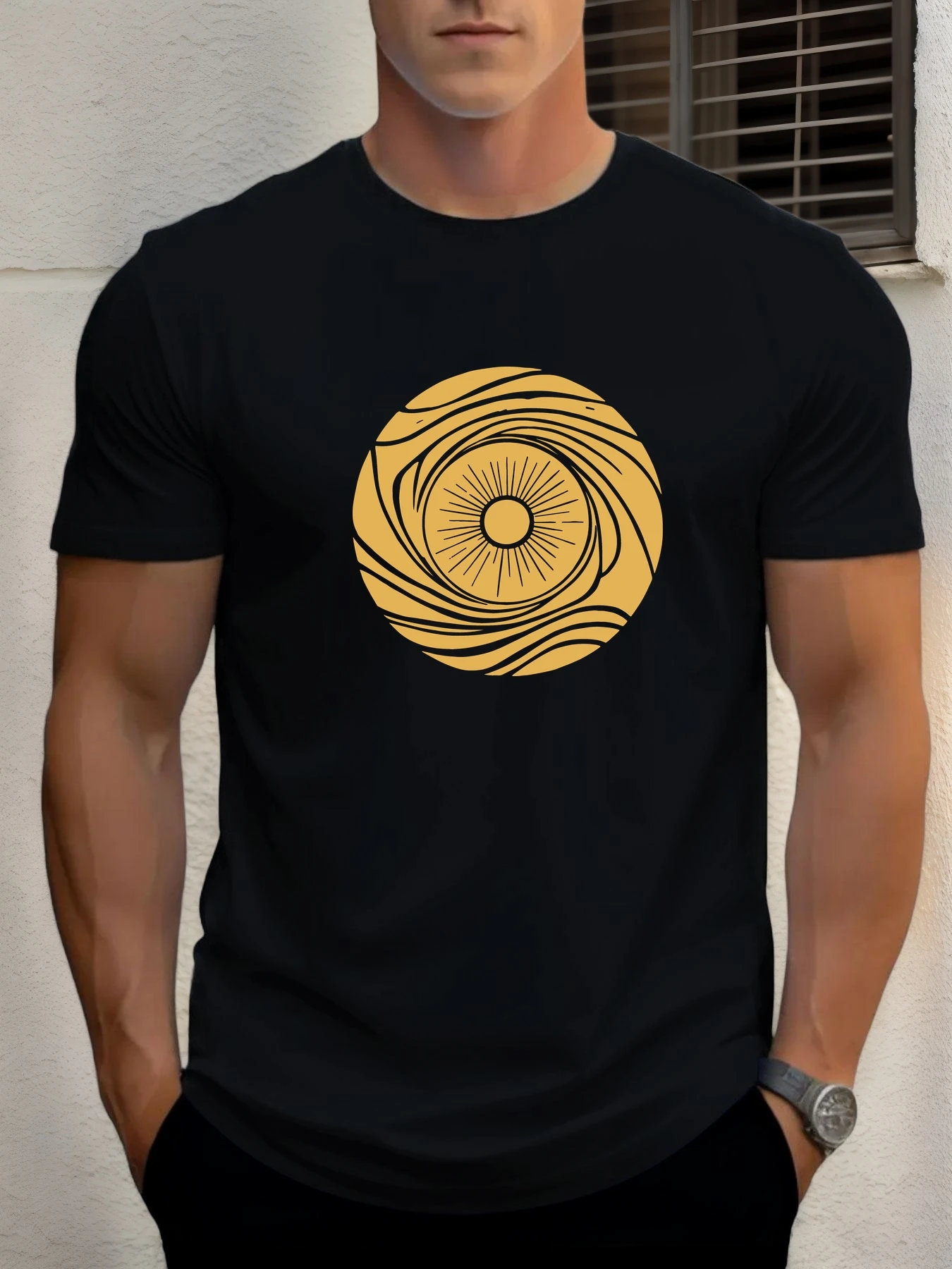 

T Shirt For Men Sun Vortex 100% Cotton Graphic Printing Summer Round Neck T-Shirt Casual Breathable Street Style Daily Top