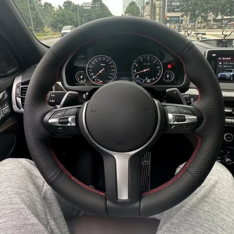 

Soft Genuine Leather Steering Wheel Cover For BMW M3 M4 M5 M6 M240i X2 M35i X5 M X6 M M2 3 Handle Cover Interior Car Accessories