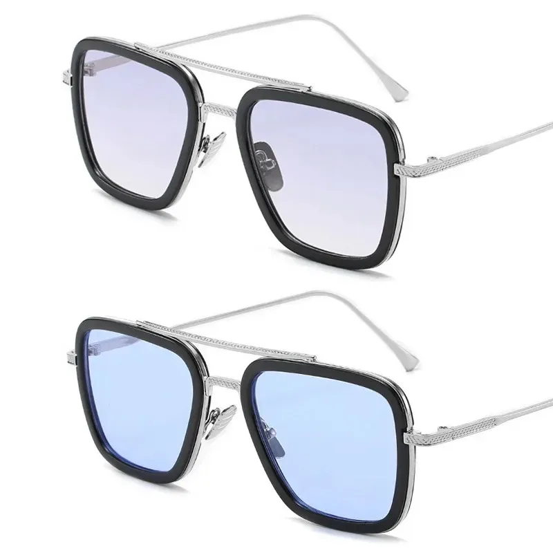 Steam Punk Tony Stark Sunglasses Men Women Fashion Square Driving Glasses Unisex Metal Frame Trendy Shades Oculos De Sol view 5