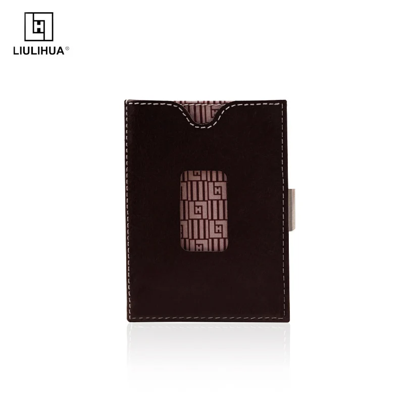 

LLH new ultra-thin Leather Wallet Leather Three Fold Wallet European and American fashion business wallet RFID card bag