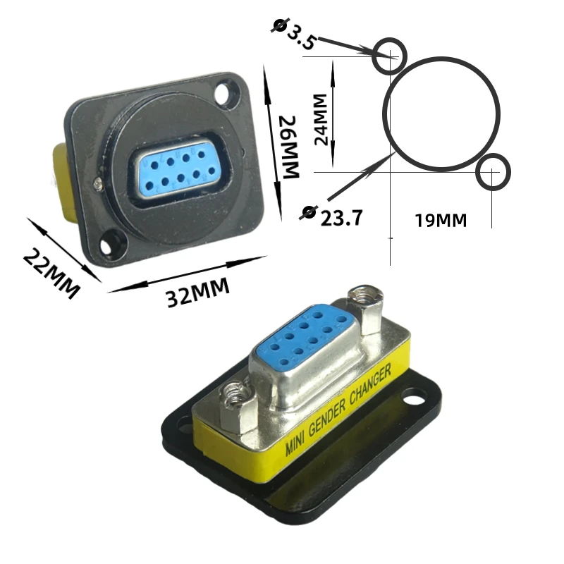 Siège mère avec module de connecteur d'adaptateur de panneau fixe à vis, siège mère, joint bout à bout droit, DB9