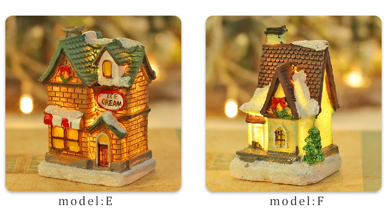 AlliLit Christmas Decoration 2026 New Year Night Light LED Snow House Sculpture Home Resin Crafts Xmas Ornaments Gift