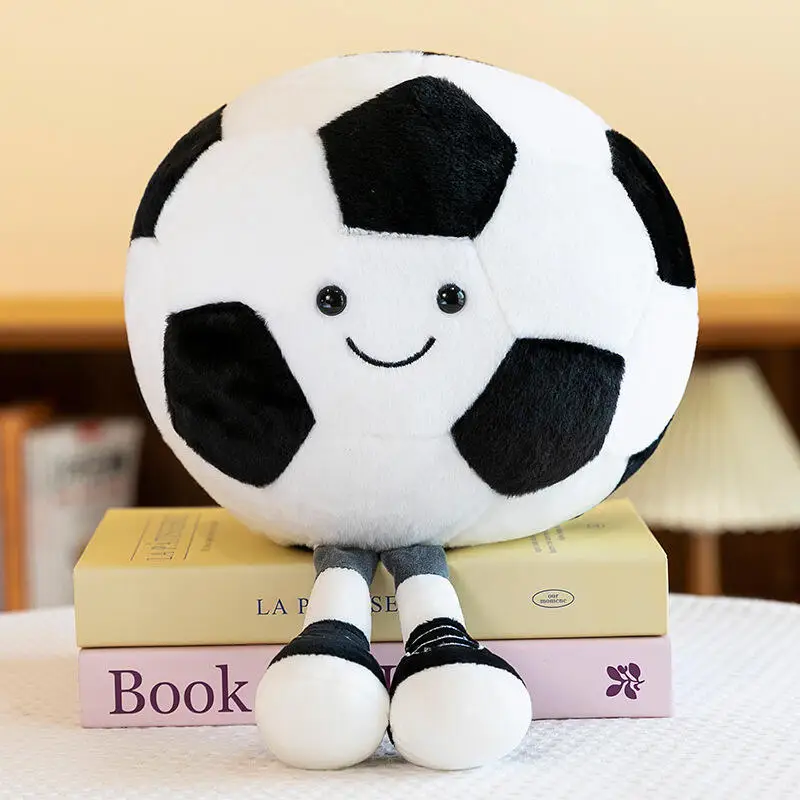 Soccer Basketball Shaped Stuffed Doll Ball Figure Plush Toy Soft Throw Pillow Novelty Indoor Tabletop Ornament Christmas Gift