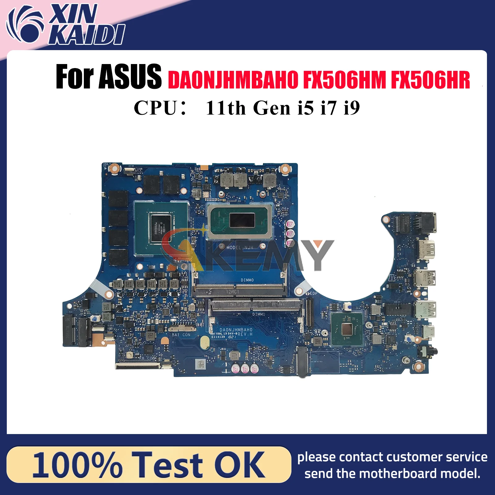 

DA0NJHMBAH0 Laptop Motherboard For ASUS TUF Gaming FX506H FX506HM FX506HR Mainboard W/ 11th Gen i5 i7 i9 100% tests OK fast ship