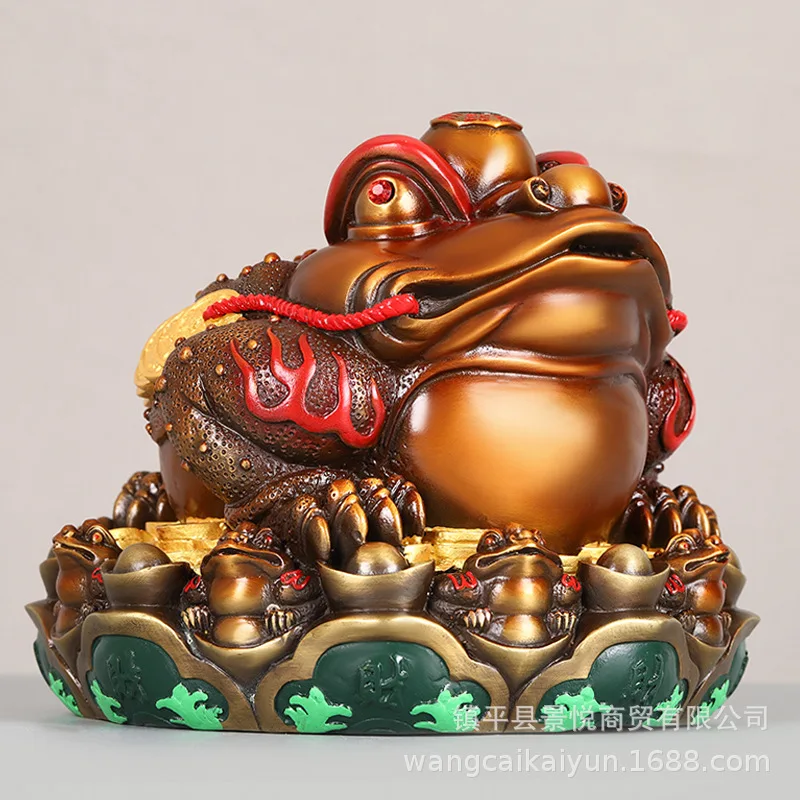 Golden Ornaments Painted Ingot Seven-Star Three-Footed Toad Living Room Office Shop Decorative Pure Copper Nine-Son To