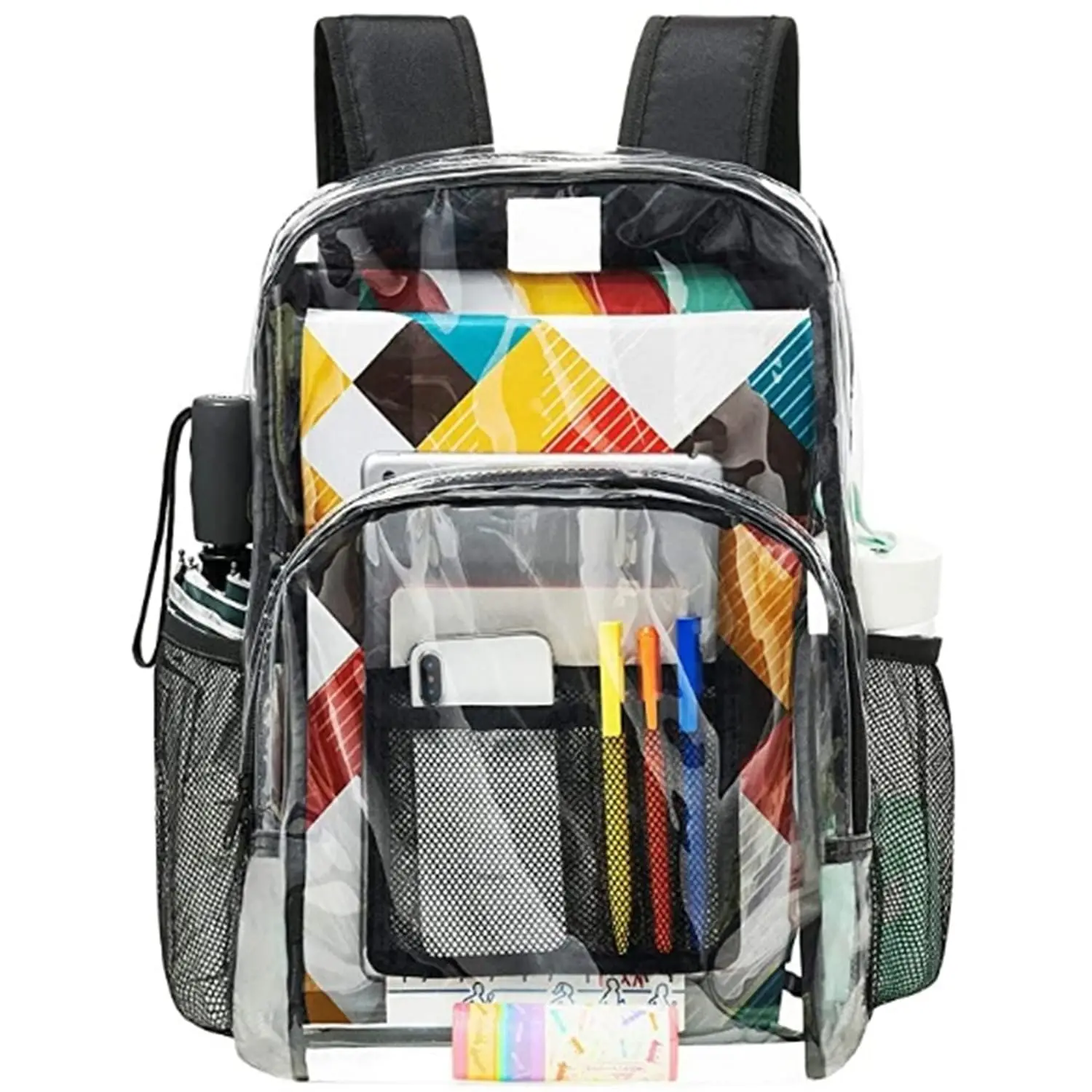 Unisex Clear See Through Backpack Large Capacity Heavy Duty Pvc Solid Transparent Color Backpack Toy School Book Bag Waterproof