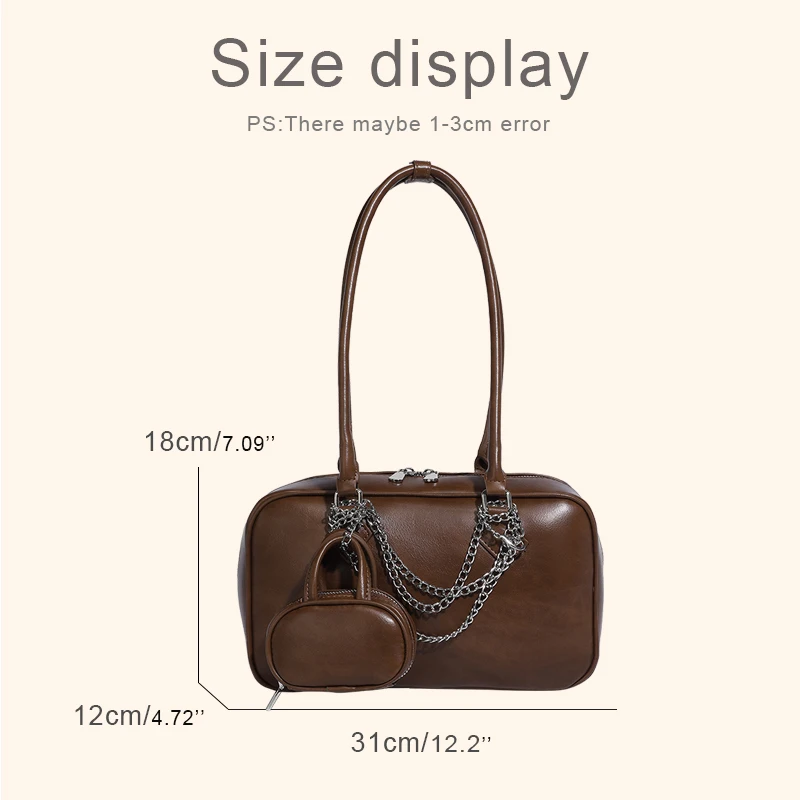 Custom Initials Composite Bags For Women Luxury Designer Handbags Purses 2025 New In PU Oil Wax Leather Chain Underarm Shoulder