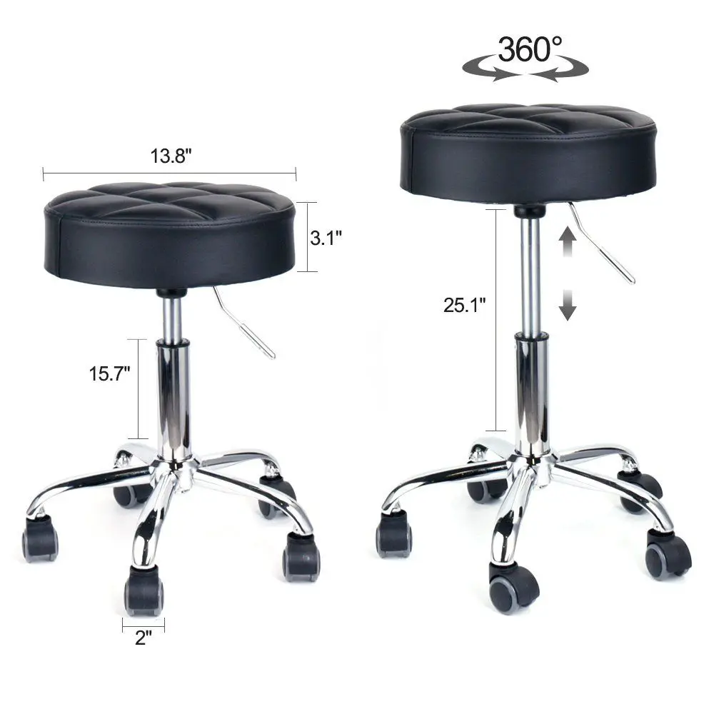 Adjustable Rolling Stools with Wheels, Black Medical Work Stool for Comfort