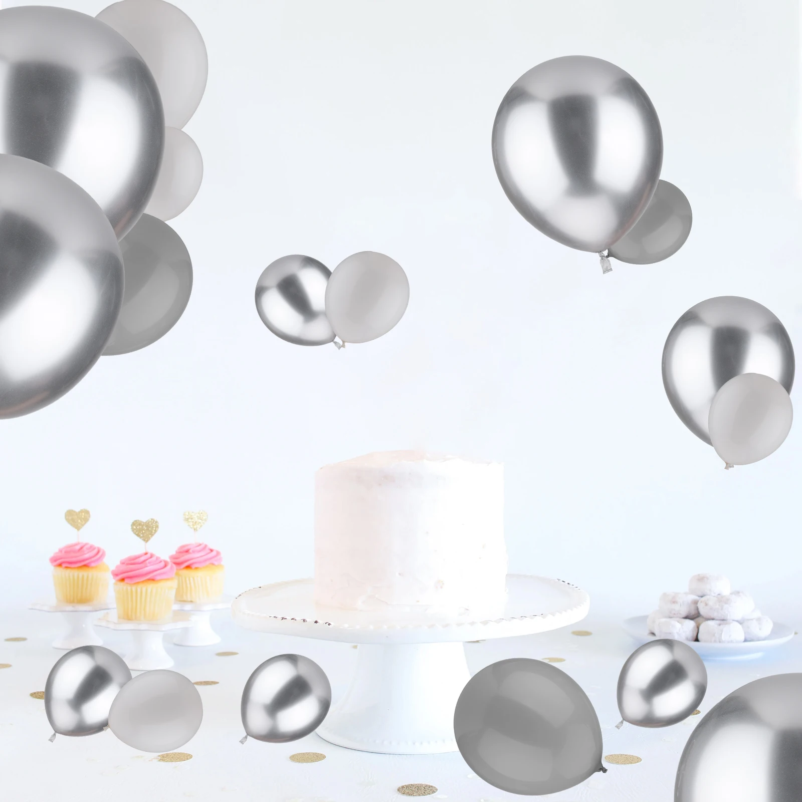 126pcs Set 10 Inch Silver Latex Latex Party Balloons Latex Balloon For Birthday Party Party Balloons Birthday Balloons