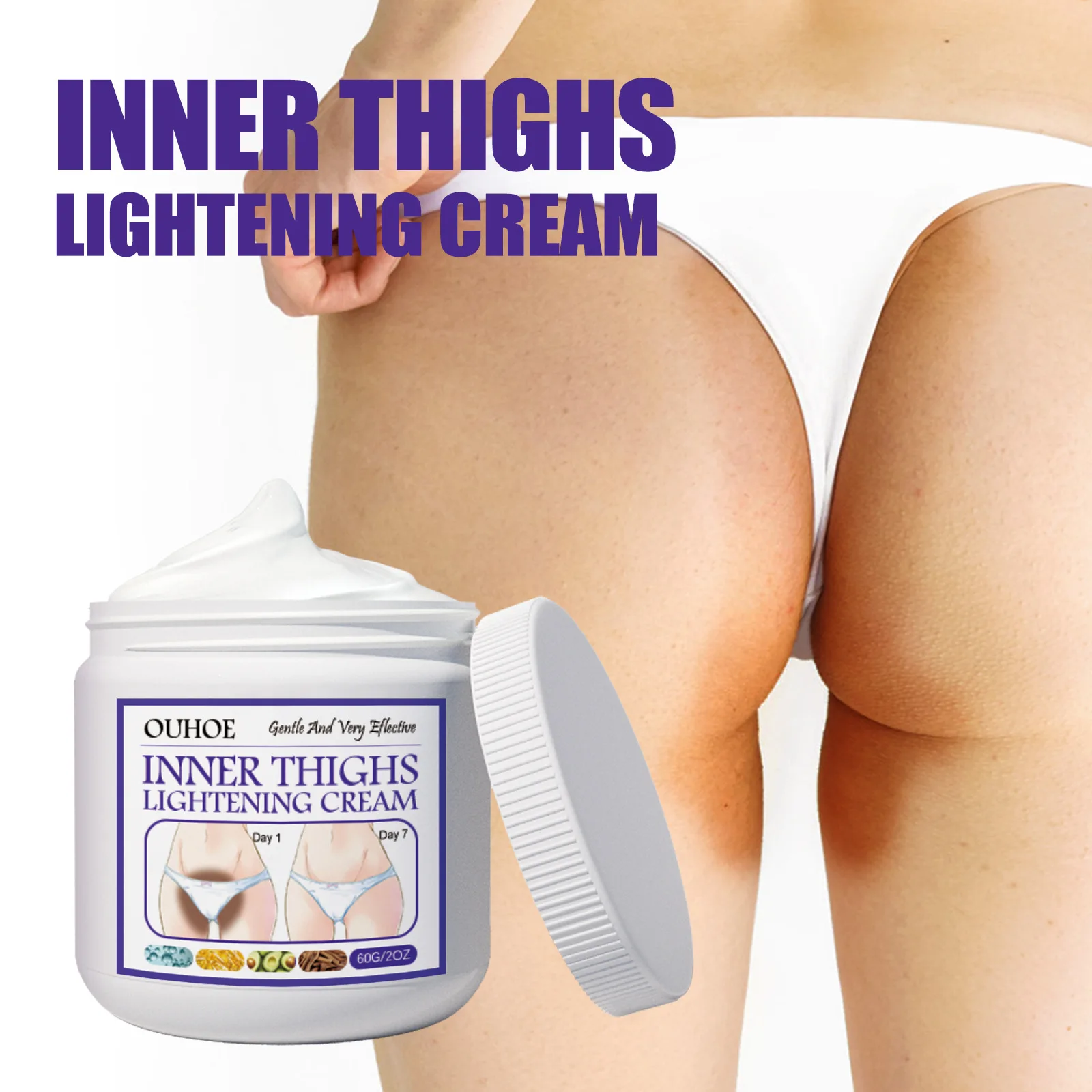 Inner Thigh Whitening Cream Private Parts Underarm Bleaching Cream Whiten Butt Knee Brighten Melanin Intimate Dark Skin Care 60g